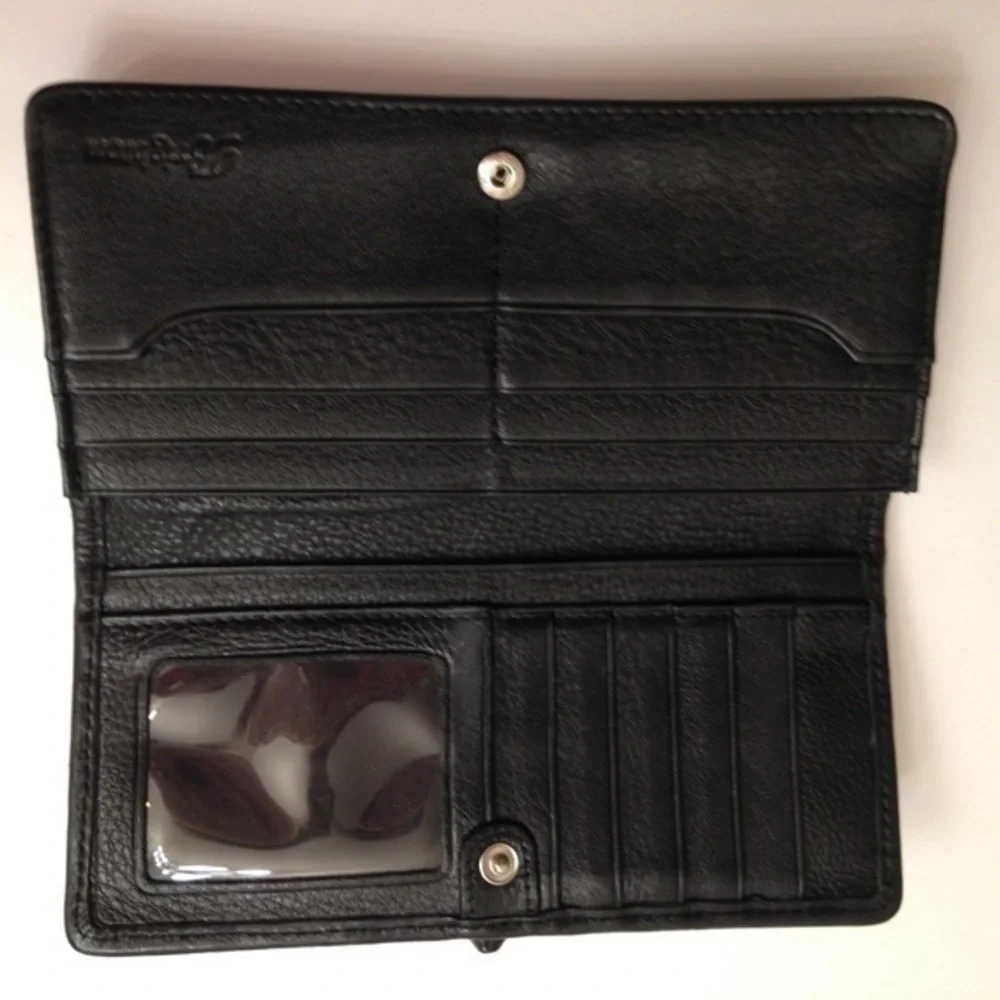 Brighton black brown croc embossed leather wallet